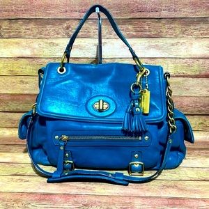 Vintage Coach Ltd Ed Large Teal Sydney Satchel. EUC.